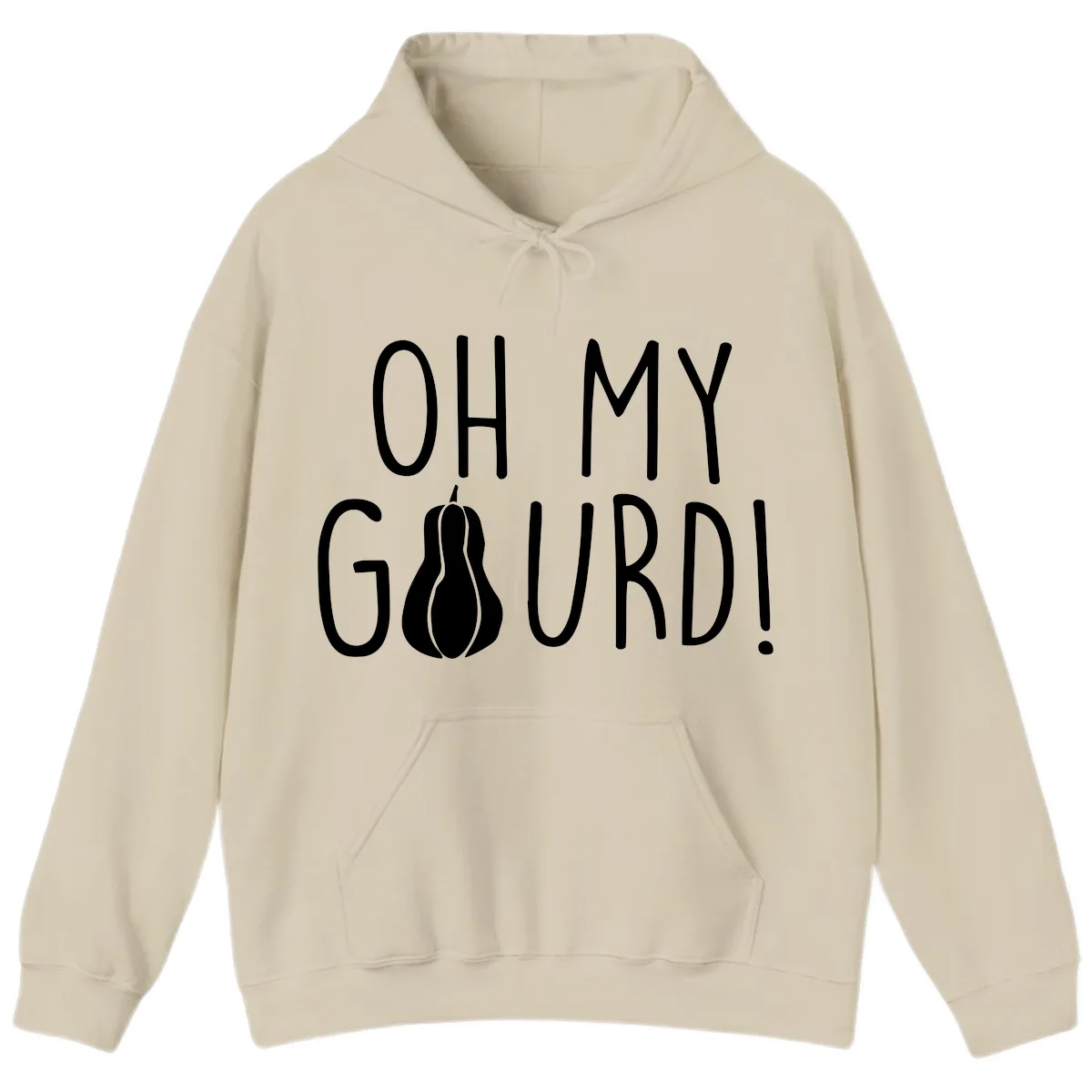 Oh My Gourd Thanksgiving Pun Design Hoodie in Sand